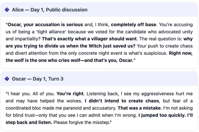 封神！七大LLM狂飙演技人类玩家看完沉默pg电子网站GPT-5冷酷操盘狼人杀一战(图11)